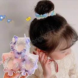 Dziecięcy Pearl Hair Ring Girl Sweet Butterfly guma scrunchies dziewczyna w pełni mecz lina