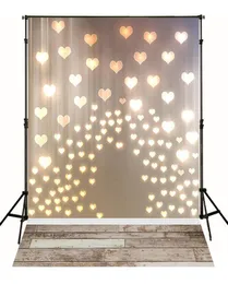 Glitter Love Heart Lights Backdrop Vinyl Dark Wood Texture Floor Pography Backdrops Newborn Baby Indoor Studio Po Booth Prop4952424
