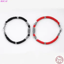 Braccialetto BOCAI Solide S925 Bracciale in argento sterling per le donne 2022 Nuova moda tesse corda di cera Hip Hop Personalità Argentum gioielli a mano