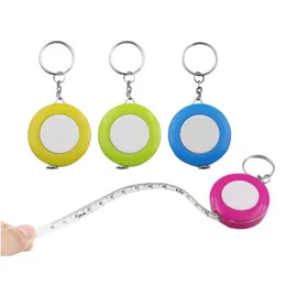 Keychains Lanyards Candy Colored Tape Measing Measuring Rer Pendant Keychain DIY PREASITAL Present Keyring Key Chain Drop Delivery Dh6ce