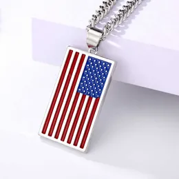 Colares pendentes Estrela de colar de bandeira dos EUA e colar de pingente de listras Tag de cão de aço inoxidável Men e feminino Jóias Patriot Patriot Day Gifts Popular G220522