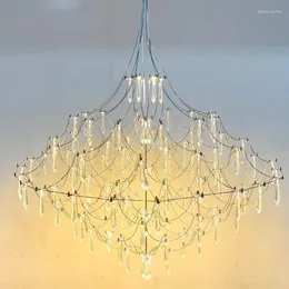 Żyrandole Nowoczesne kryształowy żyrandol LED dla żywych jadalni Składany, żenguralny sufit Villa Loft Kitchen Decor Luster
