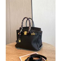 Tasche hochwertiger Platin-Tasche klassisches Leder-Frauen-Upgrade Erste Schicht Cowide Classic Black Capacity Handtasche
