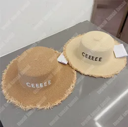 Chapéus de palha de palha de verão Designer feminino Chapéu de praia Férias Flata Flata Capinha de trança CASQUETE CASQUETE SUNHAT BOB