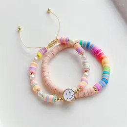 Charmarmband kkbead y2k smycken boho färgglada armband uppsättning för kvinnor sötvatten pärla bijoux heishi skivpärlor pulseras femme