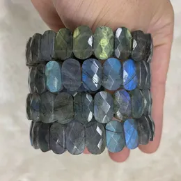 Pulseira A +++ azul arco-íris labradorite contas de pedra pulseira de pedra natural com olho de gato para mulheres homens pulseira