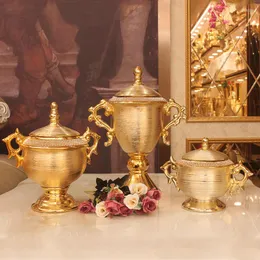 Wazony europejski galwaniczne złote ceramiczne rzemiosła ślub dom modelowy pokój stołowy el luksusowe dekoracje ozdoby kwiatowe