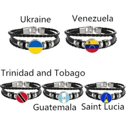 Armbänder Ukraine Venezuela Trinidad und Tobago Guatemala St. Lucia Flagge Mehrschichtiges Lederarmband Modearmband