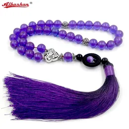 Armband Albashan Tasbih Purple Harts 33 45 66 99 Pärlor Armband Muslim Rosary Gradient Tassel Misbaha Islamiska armband Muslimsk bön Bea Bea