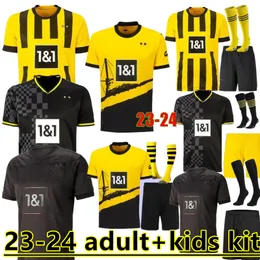Dortmund 23 24 축구 유니폼 벨 링햄 Adeyemi 2023 2023 홈 풋볼 셔츠 할러 hummels 브랜드 리우스 남자 아이 키트 레이나-gittens all black special jersey 88