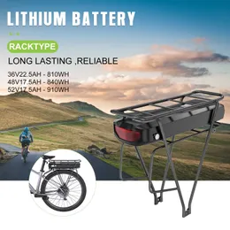 36V 48V 52V eBike 배터리 17.5AH 22.5Ah 수하물 랙 배터리 FOT 1000W 750W BAFANG MID DRIVE EBIKING 기타 EBIKE 변환 키트