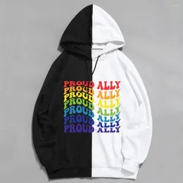 Erkek Hoodies LGBT Gururlu Ally Baskı Kadınlar Gevşek Uzun Kollu Sweatshirtler Mektup Grafik Giysileri Sonbahar Pullover Sokak Giyim