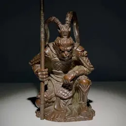 Dekorative Objekte Figuren Vintage Messing SunWuKong Monkey King Figuren Retro Büro Desktop Dekoration Miniatur Auto Ornament Bronze Home Decor Geschenke 230523