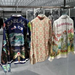 Mäns casual skjortor Silk Casablanca Shirt Coconut Fairy Tale Dream Långärmad avslappnad lös sandstrandskjortor för män Kvinnor T230523