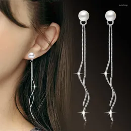 Pendientes colgantes, 1 par, perla de temperamento Simple para mujer, moda clásica, bonita borla ondulada, tendencia 2023