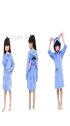 Towels Robes Blue Stitch Girls Kigurumi Animal Sleepwear Onesie Pajamas Child Bathrobes Flannel Hooded Towel Kids Dressing Gowns 22536649