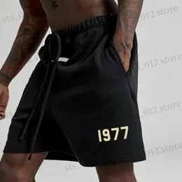 Herr shorts mode streetwear 1977 brev tryckt bomull sommar lös korta svettbyxor byxor för män t230523