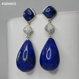 Knot Kqdance Yeşil Turkuaz Mavi Lapis Lazuli Gözyaşı Damla Küpe Doğal Taşlı Küpe 925 Gümüş İğne Takıları Kadınlar Toptan Satış