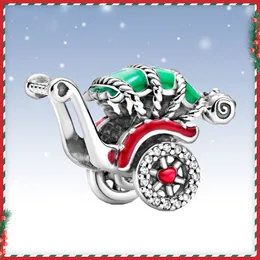 Nova alta qualidade 925 prata designer encantos pingentes papai noel cervos jingle bell árvore natal charme contas caber original pandoras pulseira colar jóias presente