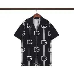 23SS Luxury Designer Рубашки Мужские модные геометрические принципы для боулинга рубашка Hawaii цветочные повседневные рубашки Мужчина Slim Fit Spart с коротким рукавом M-3XL