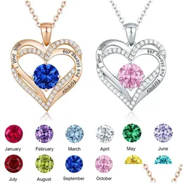 Naszyjniki wisiorek moda Naszyjnik serca wykwintne litera diamentowe panie 12 -miesięczne romantyczne biżuterię z łańcuchem DH05P