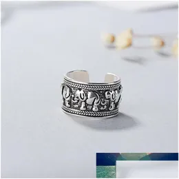 Bant Yüzük Yeni Yaratıcı Beautif Retro Hayvan 925 Sterling Sier Mücevher Kişilik Etnik Stil Fil Grubu Açılış R140 Dhgarden DH79Q