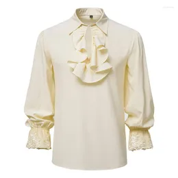 Men's Dress Shirts European Aristocratic Style Vampire Renaissance Ruffle Medieval Vintage Shirt Halloween Costume XS-XXL