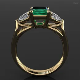 Wedding Rings 14k Gold Jewelry Green Emerald Ring For Women Bague Diamant Bizuteria Anillos De Pure Gemstone Females