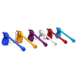 Keychains Lanyards Metal Smoking Pipe Keychain Pendant Glass Water Aluminum Mushroom Tobacco Pipes Mini Cigarette Utensil Accessor Dhuie