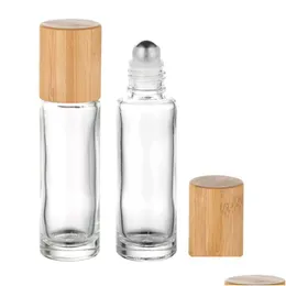 Packing Bottles 15Ml Glass Roll On Bottle Reusable Wooden Essential Oil Per Portable Personal Cosmetic Containers Dhs Drop Delivery Dhjs5