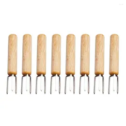 Tools 8PCS Corn On The Cob Holders Stainless Steel BBQ Prongs Skewers Forks With Wooden Handle Barbecue Accessories Kichen Tool