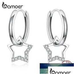 Dangle Chandelier Bamoer Statement Jewelry Clear Cz Earrings With Star Charm Women Genuine 925 Sterling Sier Fine Dhgarden Dhwuo