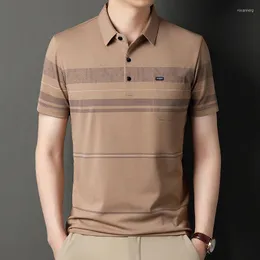 Herren Polos 5 Farben 2023 Sommer Herren Kurzarm Pocket Polo Hemd Thin T-Shirts Jugendtägliche lässige, gelegentlich gestreifte T-Shirt Top