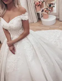 Lyxig förlovningsbröllopsklänning 2023 Kapellträning från axelspetsapplikationer Brudklänning Vestidos de Novia Custom Made Robe de Mariage