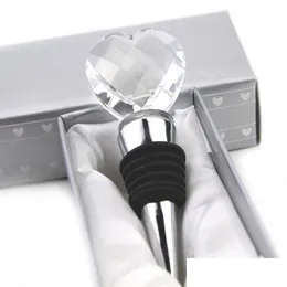 Bar Tools Heart Shaped Crystal Wine Stoppers Alloy Champagne Sealing Bottle Stopper Wedding Guest Gifts Drop Delivery Home Garden Ki Dhqso