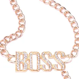 Pendant Necklaces Creative Boss Necklace Diamond Letter Metal Men And Women Party Fashion Accessories Drop Delivery Jewelry Pendants Dhhxo