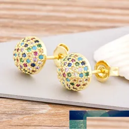 Stud Top Quality Colorf Copper Zirconia Earrings For Women Rainbow Jewelry Ladies New Trends Fashion Gift Factory Price Expe Dhgarden Dh0We