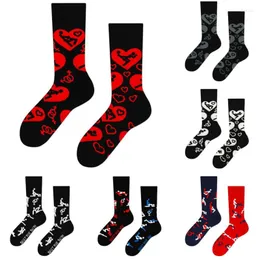 Men's Socks 2pairs/lots Men's Business Originality Funny Personalized Streetwear Hip Hop Casual Puzzle Fashion Christmas Gift