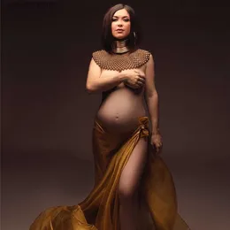 출산 드레스 Boho Silk Fabric Dress Maternity Photography Props 목걸이 인디언 보석 촬영 스튜디오 액세서리를위한 화려한 진주 목걸이 T230523