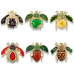 Pins Brooches Shmik Fruit Male Bee Brooch Pins Suitable for Women Cute Exotic Insect Collection Metal Badge Crystal Exotic Chest Accessories G220523
