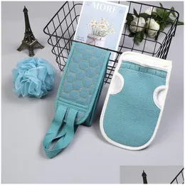 Accessori per attrezzi da bagno 3 pezzi / set Salvietta per la pulizia del corpo Spazzola morbida Casa El Bagno Doccia Palla Schienale Scrubber Set Pelle esfoliante Dhmfh