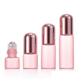 Garrafas de embalagem Roller de ouro rosa Vidro de óleo essencial Viagem portátil Cosmética vazia sub 1ml/2ml/l/5ml Drop Delivery Office SC DHNT5