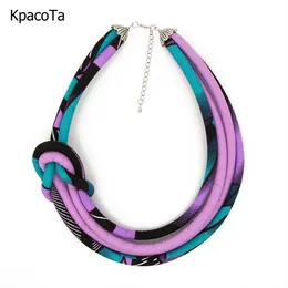 Necklaces KpacoTa Handmade ethnic style ankara necklace Boho choker colourful collar new jewelry Asymmetric cloth necklaces woman gifts