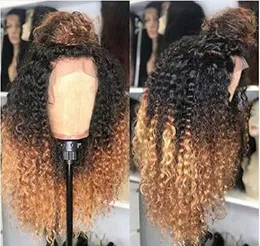 1B27 DEEP PART 136 OMBRE BRAZILIAN CURLY LACE FRONT HUMAN HAIR WIGS 미리 퍼진 천연 헤어 라인 레미 헤어 레이스 가발 1300711