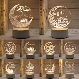 Inne imprezy imprezowe dostarcza muzułmańskie eid Mubarak Ozdoby stołowe 3D Nocne światło Gurbang Kareem Ramadan Festival Eid Al Adha Decoration for Home 230522