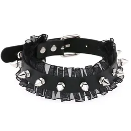 Choker Chokers Punk Lace Spiked Rivet Neck Chain Strap Black Pu Leather Necklace Collar For Womenchokers