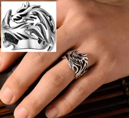 Viking Dragon Scales Ring Masculinity Unique Norse rostfritt stål smycken antik silver ihålig kraftfull amulett för män män ringar kvinnor bijoux grossist