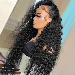 Black Curly Human Hair Wig 13x4 360 Hd Deep Wave Lace Frontal Brazilian Wigs For Black Women Water Wave Lace Front Wig Synthetic Cosplay