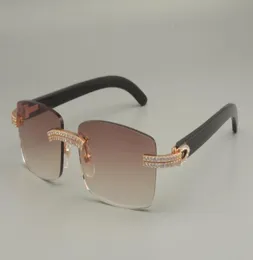 2019 luxury white double row diamond glasses natural black mixed white various colors horn sunglasses 352412B size 56186305100