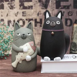 New Figurines Money Boxes Ornaments Artificial Resin Cat World Piggy Bank Cat Home Decoration Accessories Tirelire Crafts Student Gift 1 PCS G230523